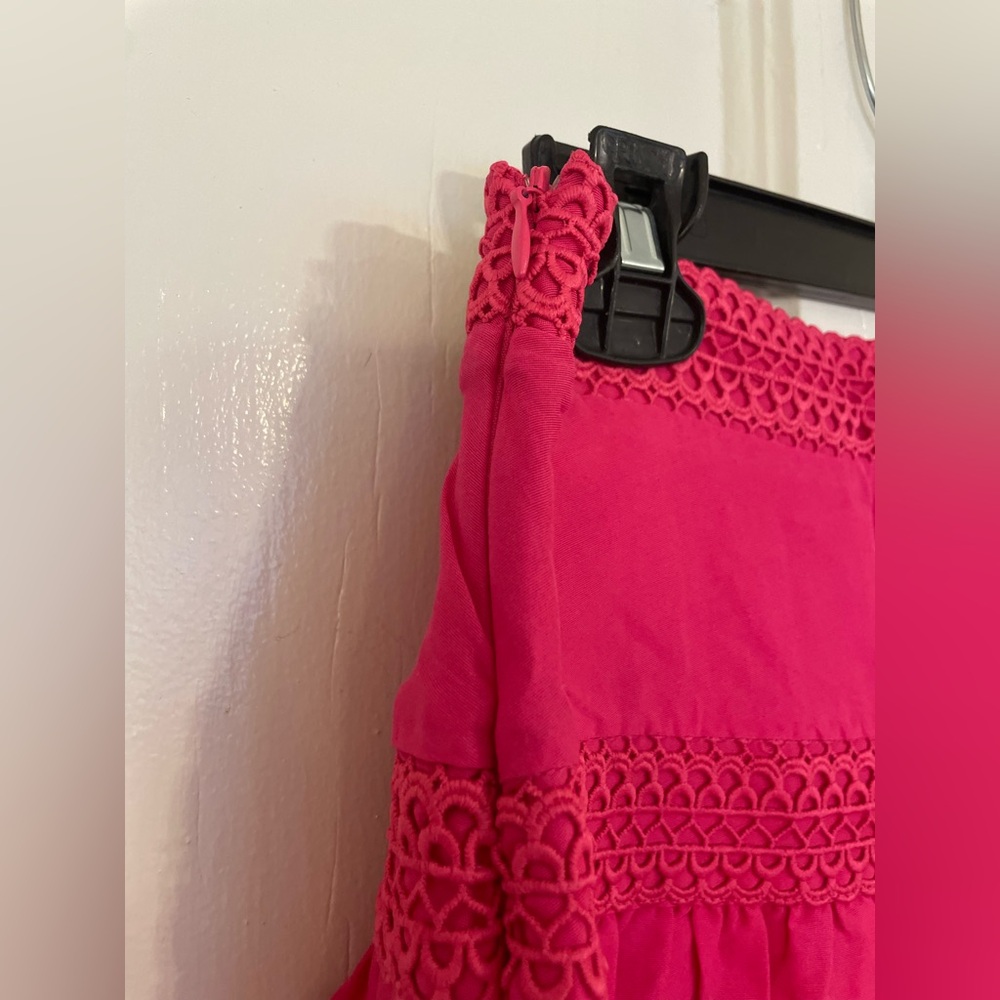 NWT! Haute Hippie Catherine Lace Trimmed Fuscia Cotton Silk Mini Skirt Size 8/L - Picture 8 of 11